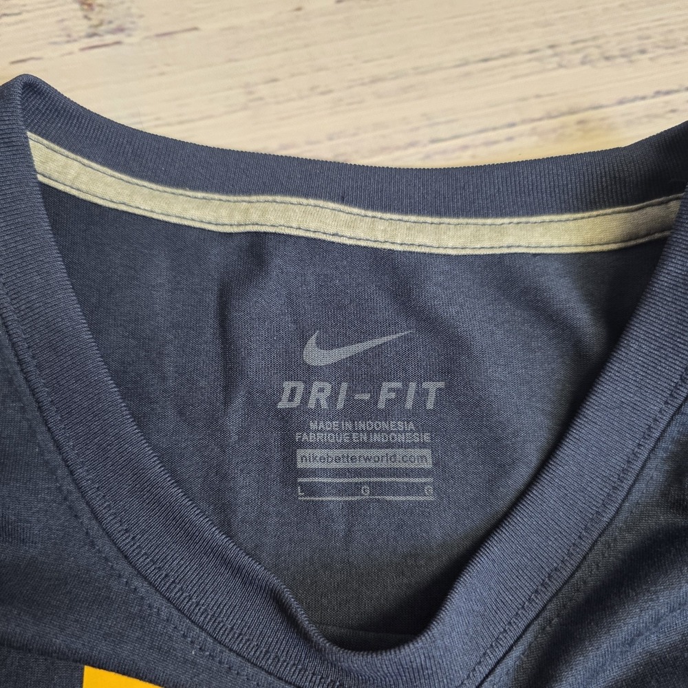 Nike Dri Fit‎ West Virginia Football Short Sleeve Shirt Mens Large Navy Blue - Picture 5 of 11